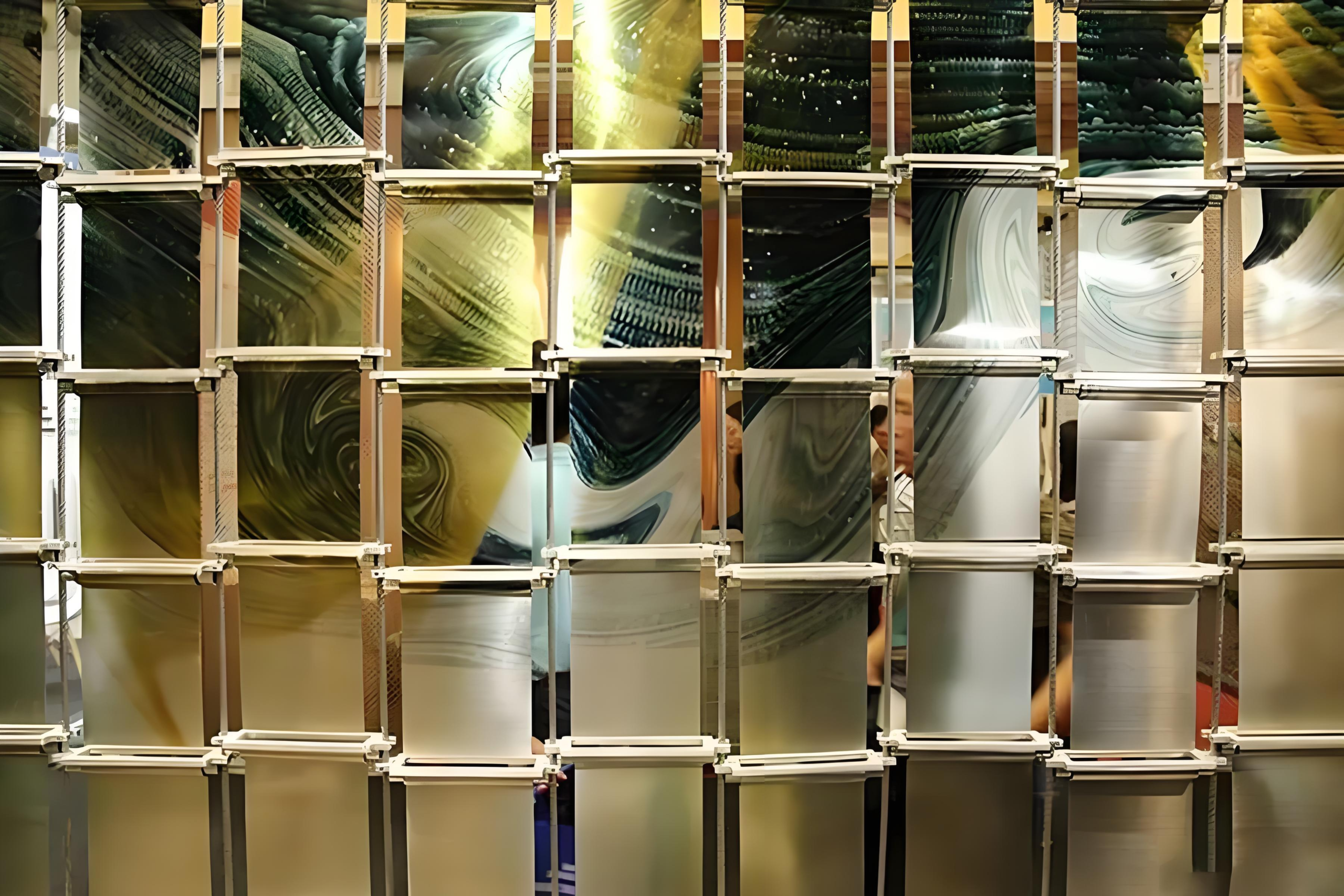 Commercial kinetic wall installation integrated with architecture