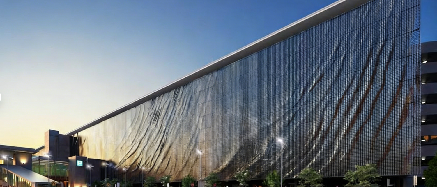 Decorative stainless steel dynamic wind wall panels for outdoor building art