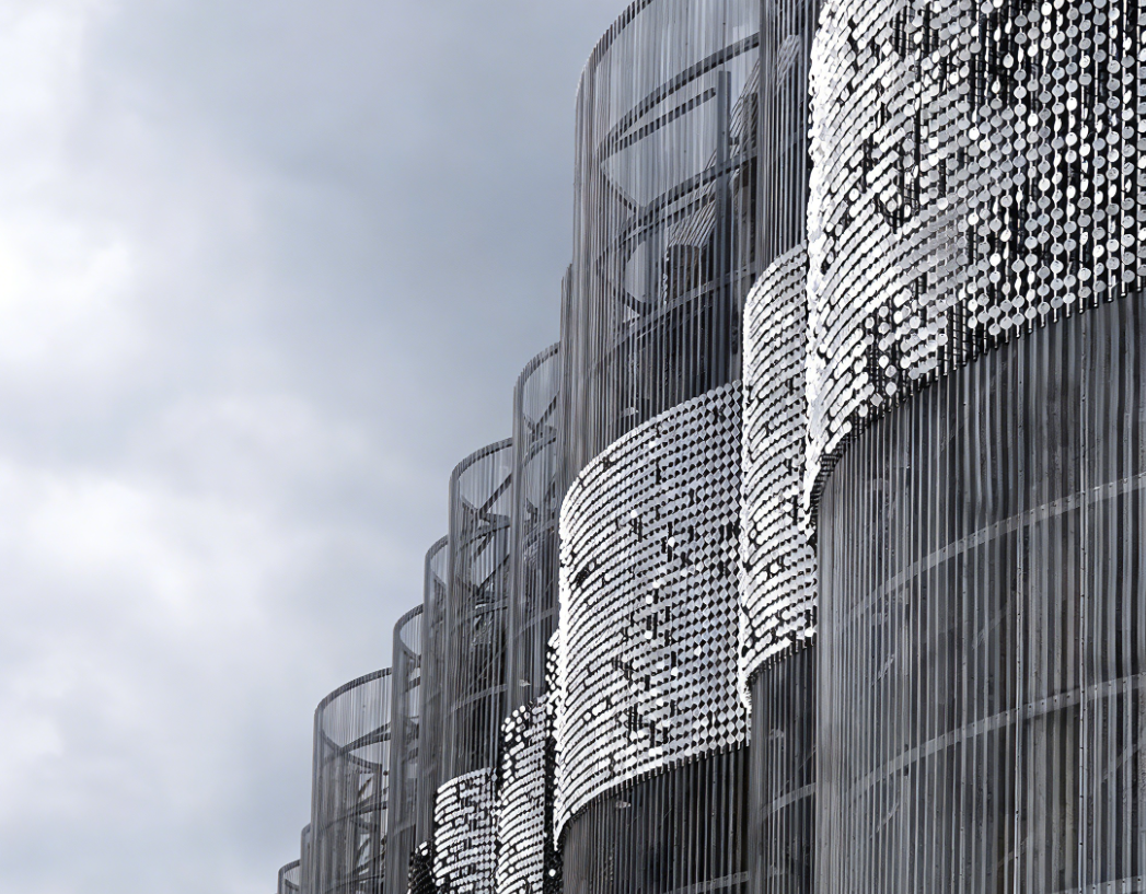 Professional stainless steel kinetic wind wall system for architectural building facade